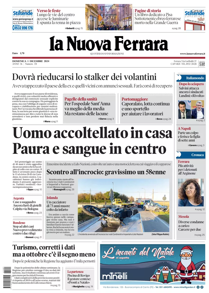 Prima-pagina-nuova ferrara-oggi-edizione-del-2024-12-01